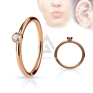 Nose Ring Hoop With Clear Gem Tragus Helix Cartilage Ear Eyebrow Septum Piercing