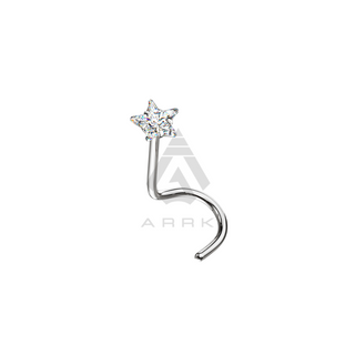 Star Nose Stud Screw Prong Set CZ Top 316L Surgical Steel