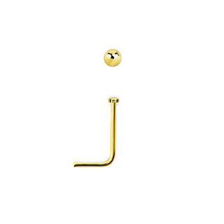 Nose Stud 18K Yellow Gold Plated 1mm Flat Round Top L Shaped Bone Pin Ball End