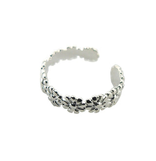 Sterling Daisy Silver Adjustable Opening Finger Toe Knuckle Staking Ring Band
