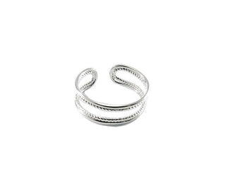 Silver Double Band Adjustable Stacking Open Toe Midi Finger Thumb Knuckle Ring