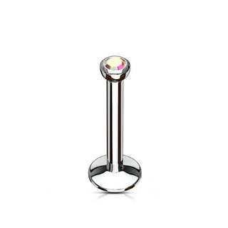 Press Fit Gem Ball Internally Threaded 316L Surgical Steel Labret Monroe Cambered Base