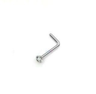 Nose Stud Stainless Steel Clear Gem Nostril Pin Straight L-Shape Bar Piercing