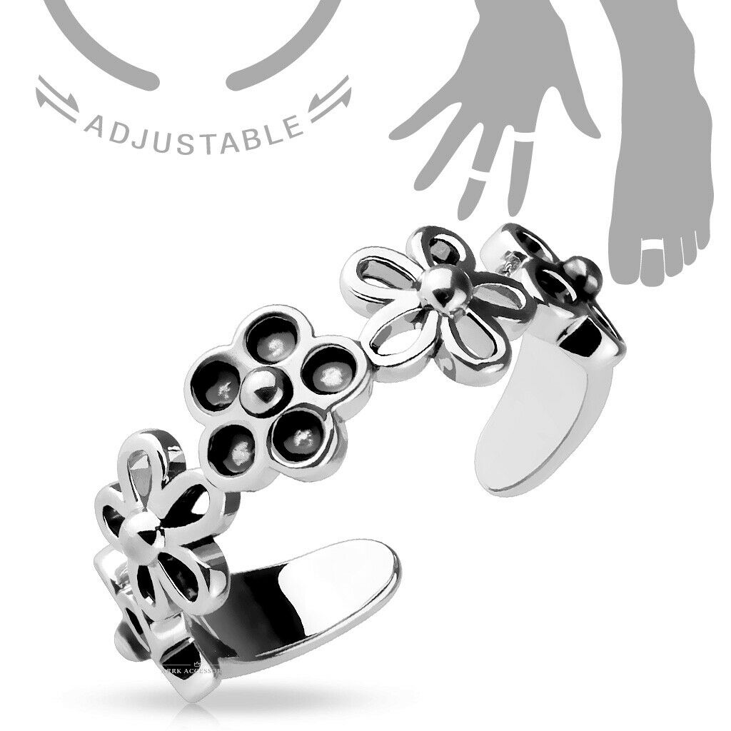 Silver Flower Adjustable Toe Ring – SILBERUH