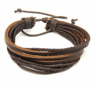 Leather Multi-Layer Rope Surfer Wristband Bracelet Bangle Wrap