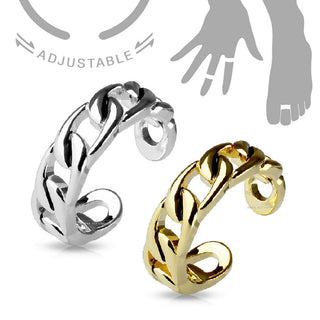 Linked Chain Toe Ring - Adjustable & Stackable Finger Ring