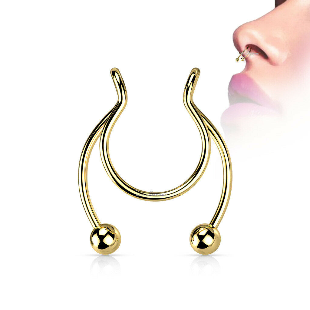 Ankh Fake Nose Ring - Gold Nose Cuff - Faux Septum - Non Piercing Jewelry -  Clip On Nose Ring