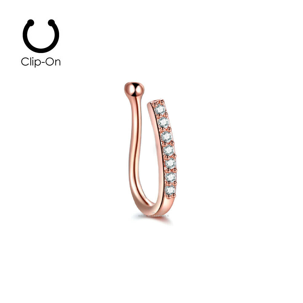 8pcs/lot Copper Fake Piercing U shaped Nose Rings Studs Crown Clip Nose Ear  Clip Cuff Earring for Women Girl Gift Body Jewelry - AliExpress