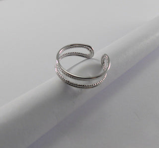 Silver Double Band Adjustable Stacking Open Toe Midi Finger Thumb Knuckle Ring