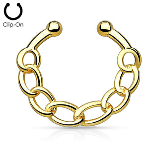 Chain Brass Brass Non-Piercing Septum Hanger Gold