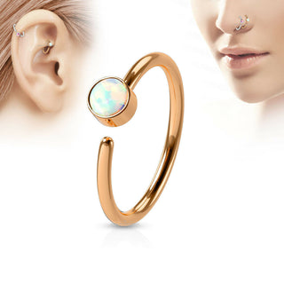 Nose Open Hoop Ring White Opal Surgical Steel Cartilage Eyebrow Helix Earring