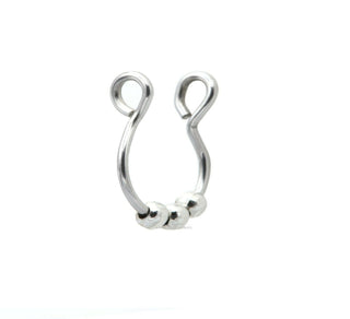 Fake Clip On Nose Ring With 3 Balls
