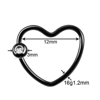 Titanium Plated Heart Ring Piercing - 16g