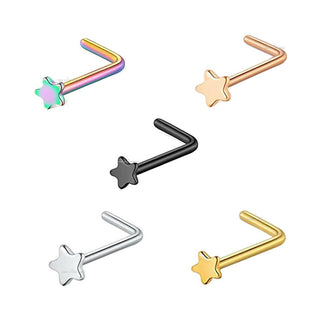 New 2mm Star Nose Stud L-Bend Stainless Steel Body Piercing - 20G