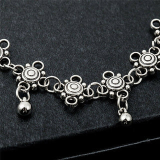 Antique Silver Ball Anklet Chain - Adjustable