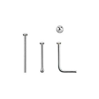 Nose Stud 925 Sterling Silver 1mm Flat Round Top L Shaped Bend Pin Bone Ball End