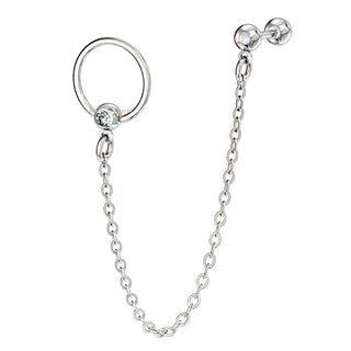 Captive Bead Ring With Chain Linked Barbell