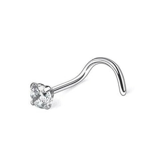 Nose Stud Stainless Steel Clear Screw Pin Straight Piercing 1.5mm 2mm 2.5mm 3mm