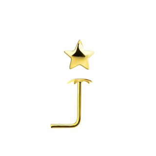 18K Nose Stud Sterling Silver Gold 3mm Dome Star Bone Pin Studs Ball End L-Bend