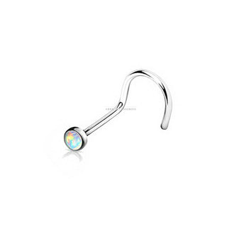 Opal Nose stud Curved Screw Body Piercing