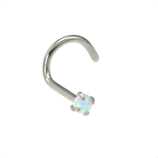 White Opal 20G 2mm Silver Nose Stud Jewellery