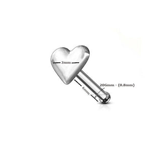 Puffy Heart 3mm Nose Stud Bone Ball End Pin 925 Sterling Silver Body Piercing