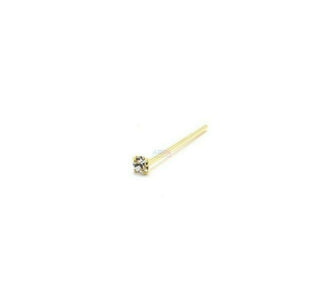 Nose Stud 18k Gold Plated Square Gem 1.8 mm-Bend/Press To Fit Wire,L-Shape Twist