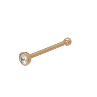 Rose Gold Plated Surgical Steel 2mm Gem Nose Ring Stud Bar Bone Pin Wire-20g