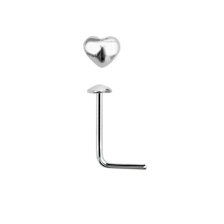Dome Heart Nose Stud Sterling Silver Bones Pin Bend It Yourself L-Bend Piercing