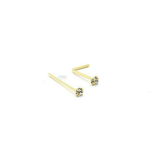 Nose Stud 18k Gold Plated Square Gem 1.8 mm-Bend/Press To Fit Wire,L-Shape Twist