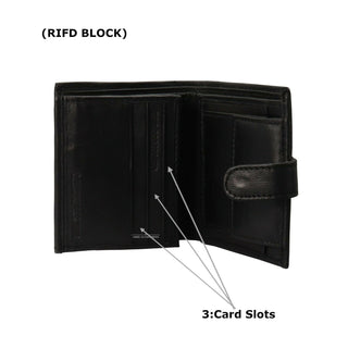 Tri Fold Soft Leather RIFD Wallet With Clear ID Slot