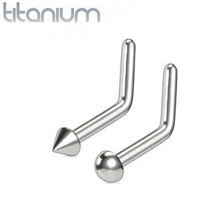 Nose Stud L Bend Ball, Dome, Spike Shaped Grade 23 Titanium Body Piercing