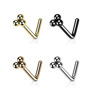 316 L Surgical Steel Ball Cluster Triangular Shaped Nose Stud