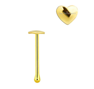 Heart Nose Stud 18k Gold Sterling Silver Nose Bones Pin Bend It Yourself L-Bend