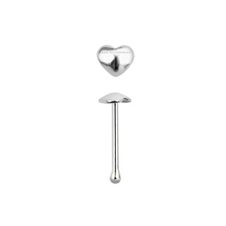 Dome Heart Nose Stud Sterling Silver Bones Pin Bend It Yourself L-Bend Piercing