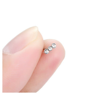 Nose Stud Bone Pin Stainless Steel CZ Crystal Nostril Body Piercing Jewellery