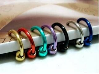 Non Piercing Fake Ball Spring Closure Ring - Multiple Colours Available.