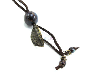 Long Chain Necklace With Pendant Suede Cord