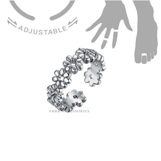 Toe Ring Daisy Flower Adjustable Midi Finger Knuckle Thumb Stacking Ring Band