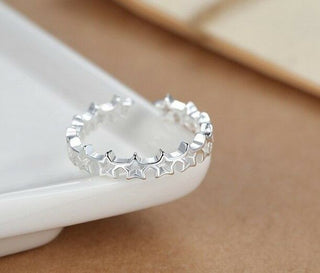 Silver Cute Star Adjustable Open Toe Midi Finger Knuckle Thumb Stacking Ring