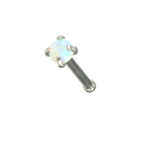 Opal White Nose Stud Silver Bone Pin Ball End Body Piercing - 20G