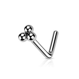 316 L Surgical Steel Ball Cluster Triangular Shaped Nose Stud