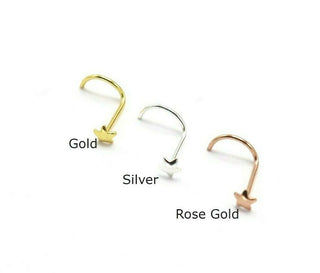 Sterling Silver Gold 3mm Star Nose Stud Wire L-Shape Twist Pin Screw Hook