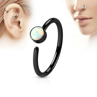 Nose Open Hoop Ring White Opal Surgical Steel Cartilage Eyebrow Helix Earring