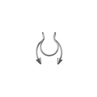 Fake Clip On Septum Nose Ring Cone Pointed - Non Piercing