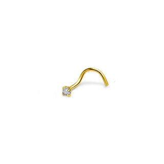 Gold Nose Stud Zircon Claw Hook Screw Prong Nostril Pin Straight Curve Piercing