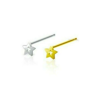 Nose Stud Pin Hollow Star 3mm L-Bendable Nose Ring 925 Sterling Silver Gold-20G