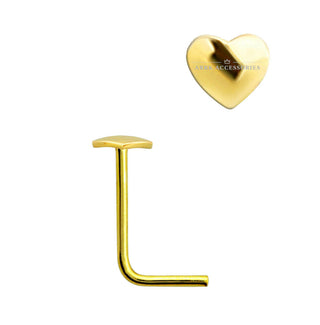 Heart Nose Stud 18k Gold Sterling Silver Nose Bones Pin Bend It Yourself L-Bend
