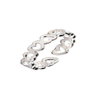 Silver Heart Toe Ring Adjustable Thump Knuckle Finger Ring Stack-able 5mm Band