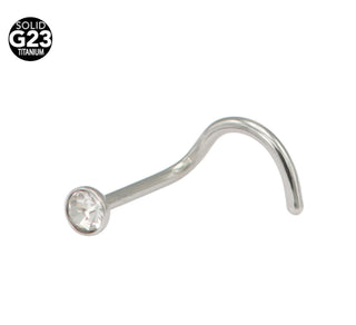 Titanium G23 Clear Gem Nose Screw/Hook- 18G